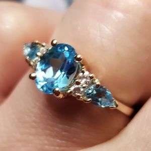 Blue Topaz and Diamond Ring